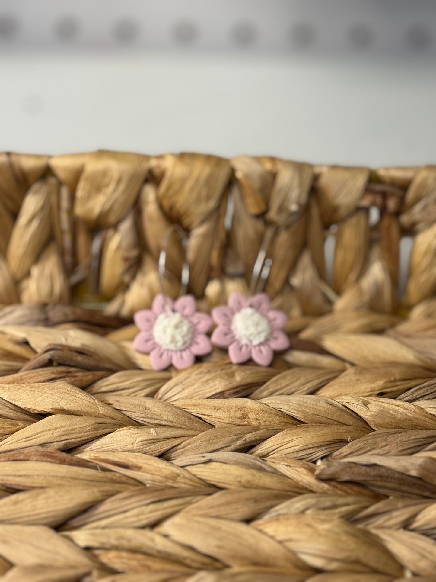 Pink Flower Hoops