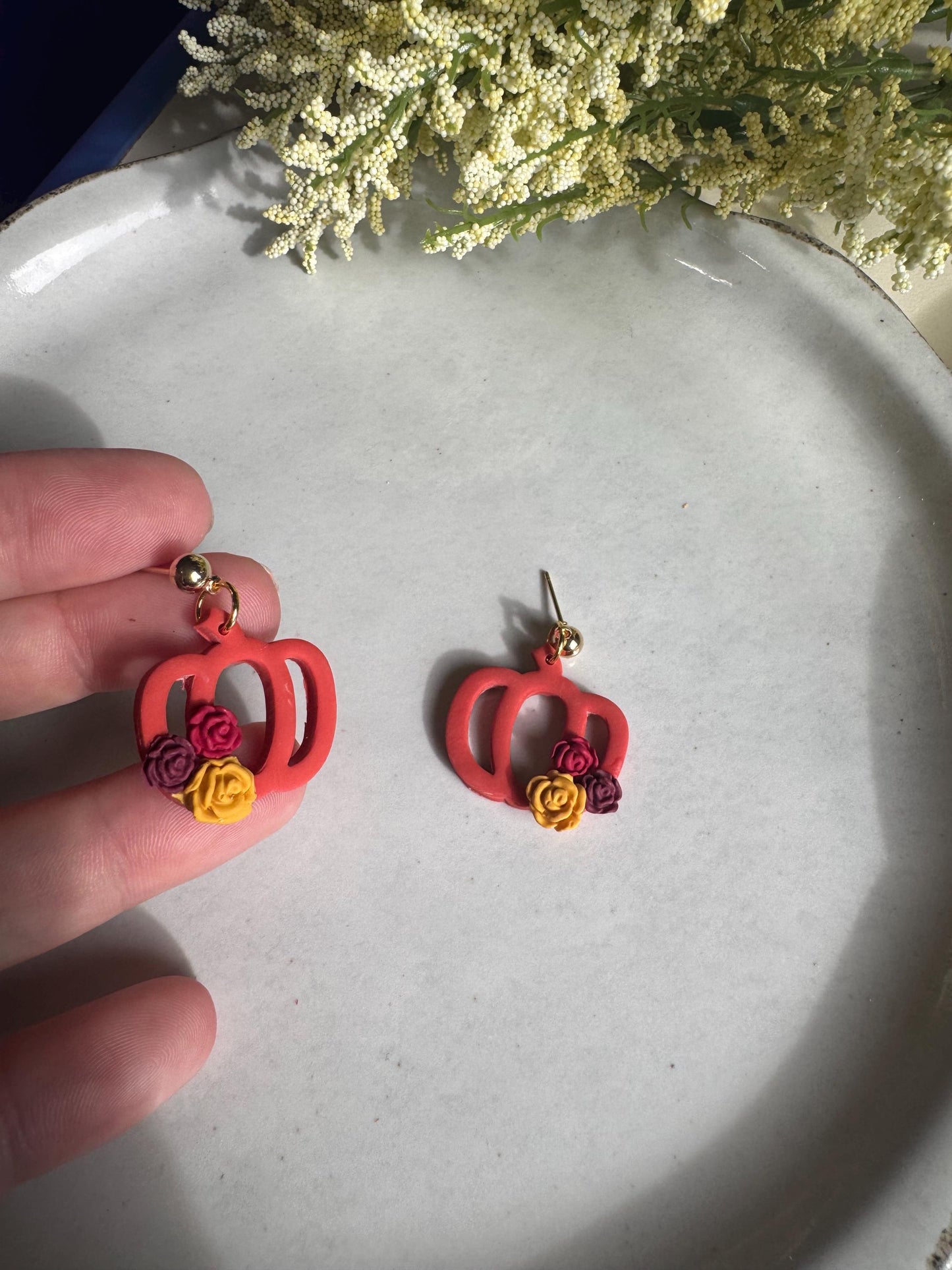 Handmade Polymer Clay Earrings | Fall Jewelry | Halloween Accessories | Pumpkin Dangles