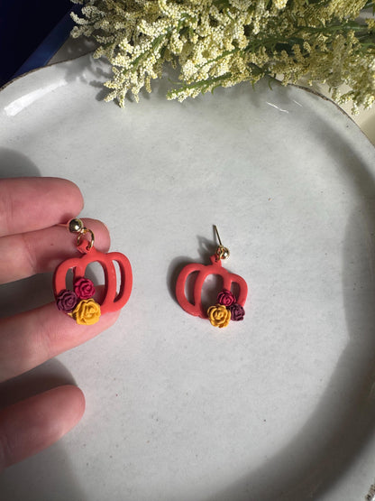 Handmade Polymer Clay Earrings | Fall Jewelry | Halloween Accessories | Pumpkin Dangles