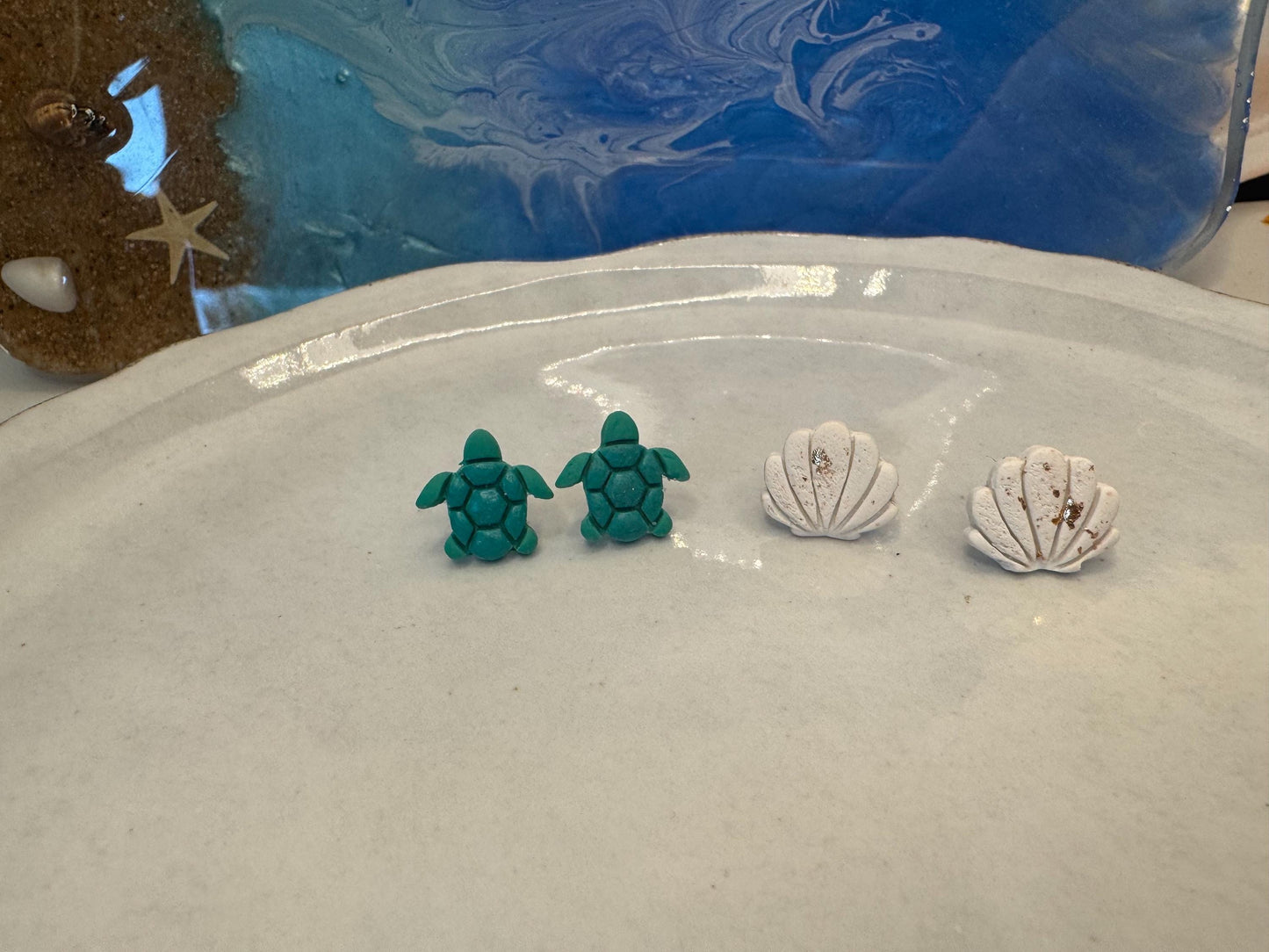 Ocean Beach Polymer Clay Studs