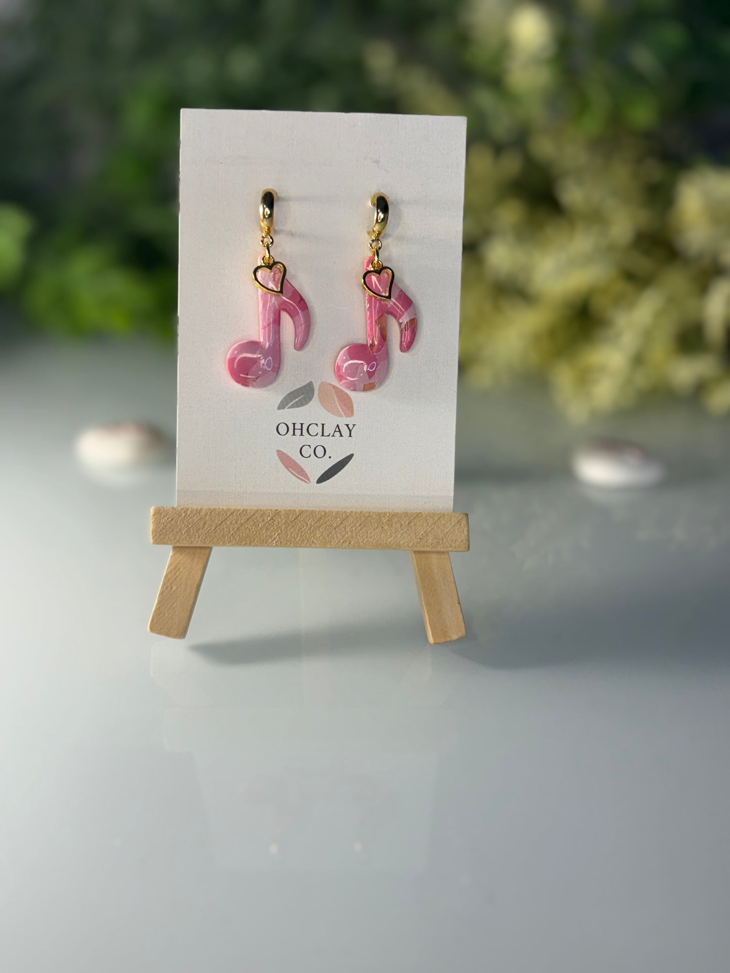 Pink Stone Love Note Dangles
