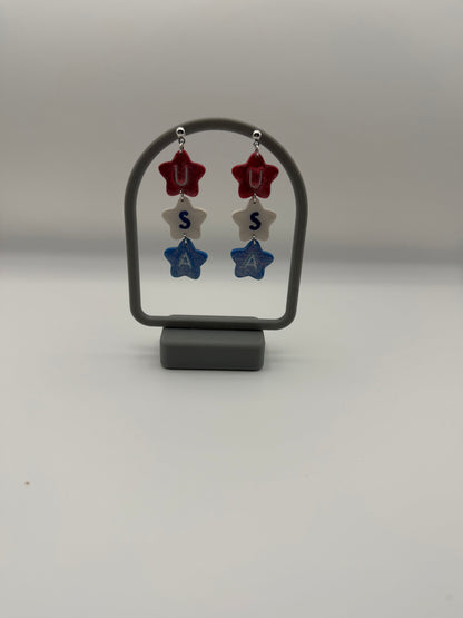 USA star Red, White, and Blue Dangles