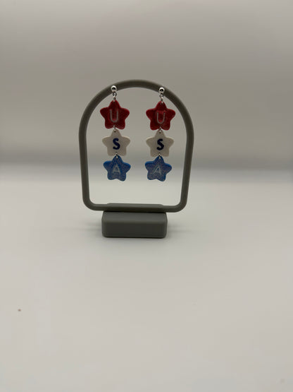 USA star Red, White, and Blue Dangles