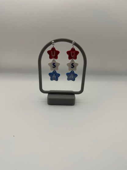 USA star Red, White, and Blue Dangles