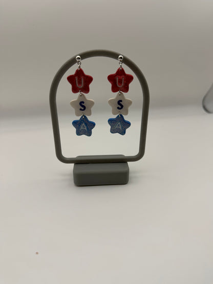 USA star Red, White, and Blue Dangles