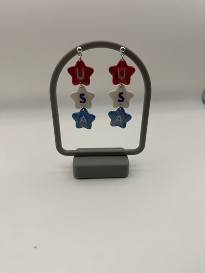 USA star Red, White, and Blue Dangles