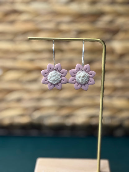 Pink Flower Hoops