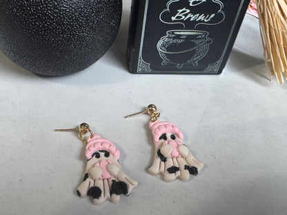 Handmade Polymer Clay Ghost Earrings | Cute Spooky Dangle Jewelry for HalloweenPolymer | Ghost Dangle Earrings | Fun Halloween Statement