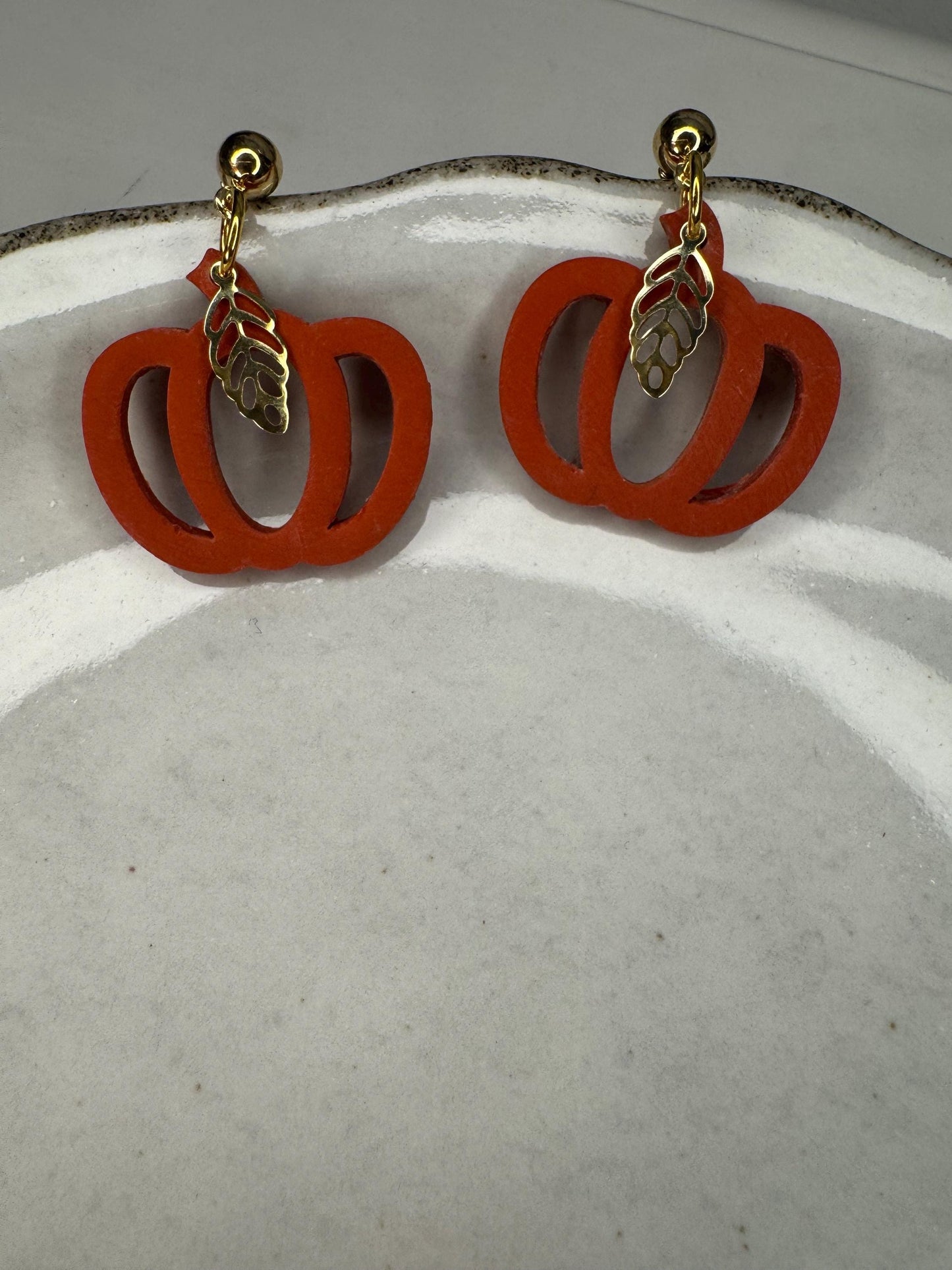 Handmade Polymer Clay Earrings | Fall Jewelry | Halloween Accessories | Pumpkin Dangles